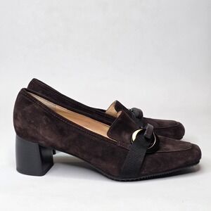 Brunate Womens Heels Size 8 EU 38.5 Dark Brown Suede Slip On Classic Shoes Italy